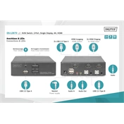 DIGITUS DS-12870 UHD 4K 30Hz 2 port Single Display HDMI KVM Switch