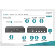 DIGITUS DS-12880 UHD 4K 30Hz 4 port Single Display HDMI KVM Switch