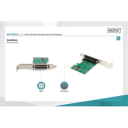 DIGITUS DS-30020-1 1 port párhuzamos DB25 PCIe hálózati kártya