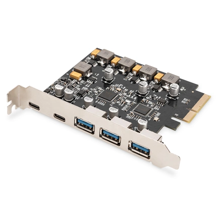 DIGITUS DS-30222 5 port USB 3.1 Gen2 Type-A/Type-C PCIe hálózati kártya