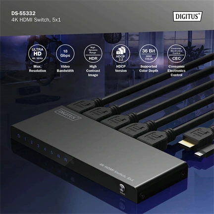DIGITUS DS-55332 HDMI 4K 60Hz 5x1 Switch