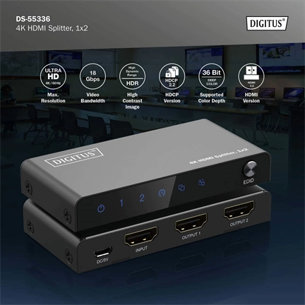 DIGITUS DS-55336 HDMI 4K 60Hz 1x2 Splitter