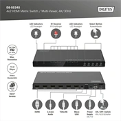 DIGITUS DS-55345 HDMI 4K 30Hz 4x2 Matrix Switch /Multi Viewer