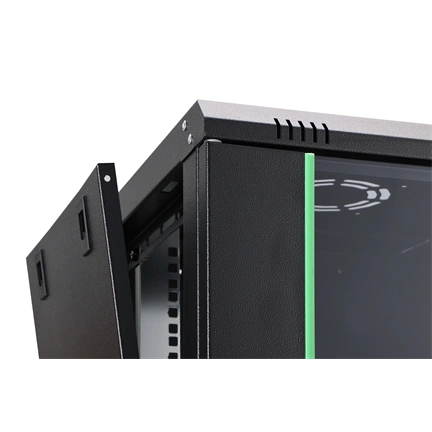 DIGITUS Dynamic Basic 19" 12U 611x600x450mm üvegajtós fekete fali rack szekrény