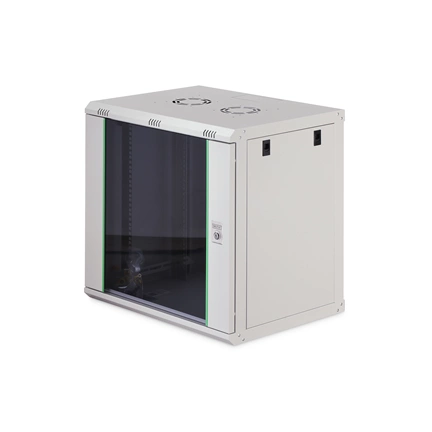 DIGITUS Dynamic Basic 19" 12U 611x600x450mm üvegajtós szürke fali rack szekrény