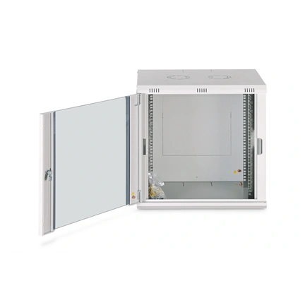 DIGITUS Dynamic Basic 19" 12U 611x600x450mm üvegajtós szürke fali rack szekrény