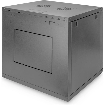 DIGITUS Dynamic Basic 19" 12U 611x600x600mm üvegajtós fekete fali rack szekrény