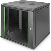DIGITUS Dynamic Basic 19" 12U 611x600x600mm üvegajtós fekete fali rack szekrény