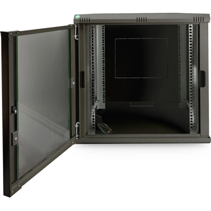DIGITUS Dynamic Basic 19" 12U 611x600x600mm üvegajtós fekete fali rack szekrény