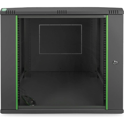 DIGITUS Dynamic Basic 19" 12U 611x600x600mm üvegajtós fekete fali rack szekrény