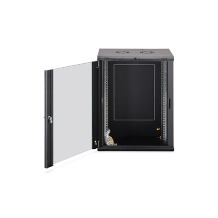 DIGITUS Dynamic Basic 19" 16U 789x600x450mm üvegajtós fekete fali rack szekrény