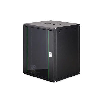 DIGITUS Dynamic Basic 19" 16U 789x600x600mm üvegajtós fekete fali rack szekrény