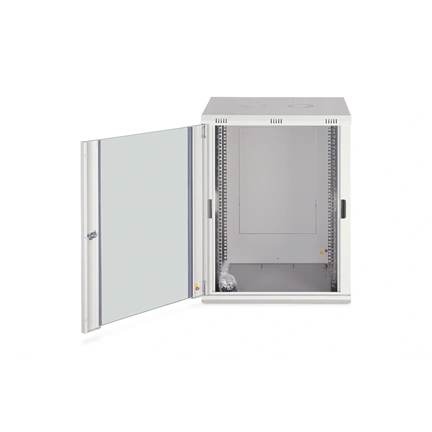 DIGITUS Dynamic Basic 19" 16U 789x600x600mm üvegajtós szürke fali rack szekrény