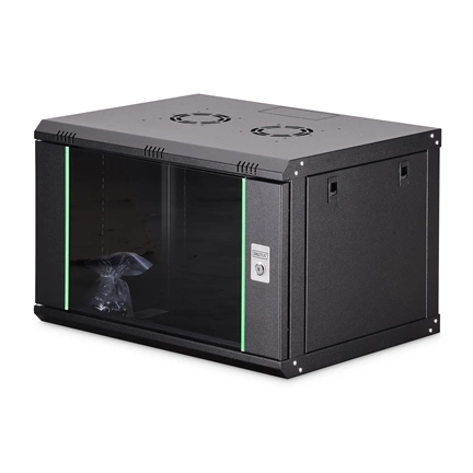 DIGITUS Dynamic Basic 19" 7U 385x600x450mm üvegajtós fekete fali rack szekrény