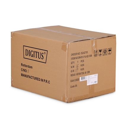 DIGITUS Dynamic Basic 19" 7U 385x600x450mm üvegajtós fekete fali rack szekrény