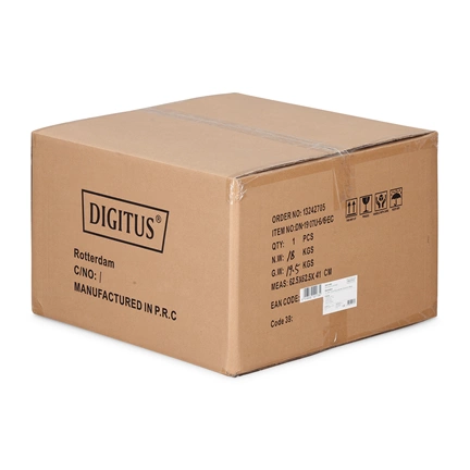 DIGITUS Dynamic Basic 19" 7U 389x600x600mm üvegajtós szürke fali rack szekrény