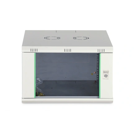 DIGITUS Dynamic Basic 19" 7U 389x600x600mm üvegajtós szürke fali rack szekrény