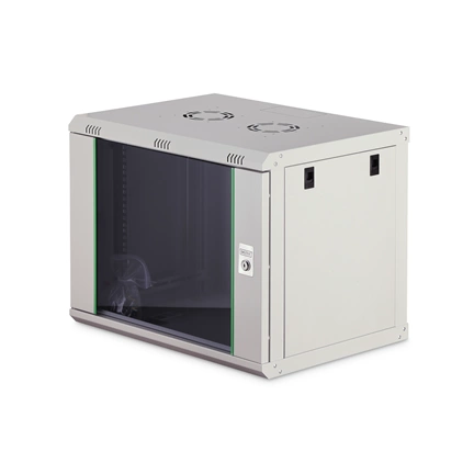 DIGITUS Dynamic Basic 19" 9U 478x600x450mm üvegajtós szürke fali rack szekrény