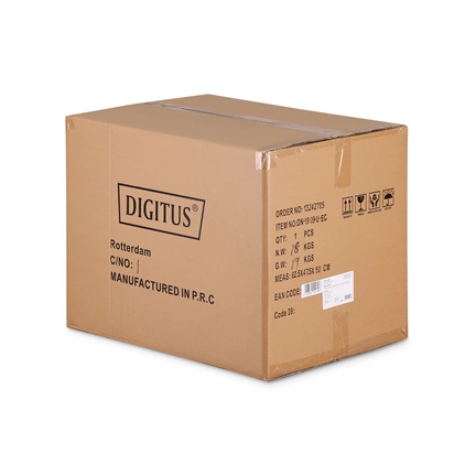 DIGITUS Dynamic Basic 19" 9U 478x600x450mm üvegajtós szürke fali rack szekrény