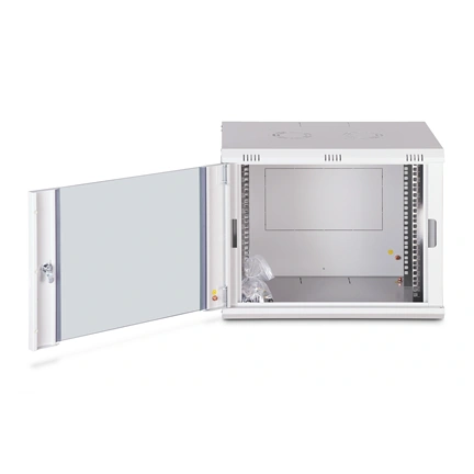 DIGITUS Dynamic Basic 19" 9U 478x600x450mm üvegajtós szürke fali rack szekrény