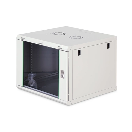 DIGITUS Dynamic Basic 19" 9U 478x600x600mm üvegajtós szürke fali rack szekrény