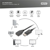 DIGITUS Full HD 4K 60Hz 1.2 DisplayPort hosszabbító kábel 2m