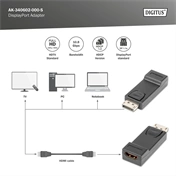 DIGITUS Full HD 60Hz Dual-Mode 1.1a DisplayPort - HDMI type A Adapter
