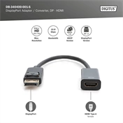 DIGITUS Full HD 60 Hz Dual-Mode 1.1a DisplayPort - HDMI type A Adapter 0,15m