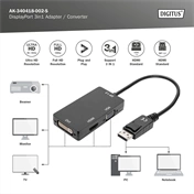 DIGITUS High Speed 1080P Full HD 4K DisplayPort 3in1 Multi Media Adapter