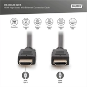 DIGITUS High Speed Premium UHD 4K 3D 60Hz 2.0 aranyozott Ethernet HDMI kábel 2m