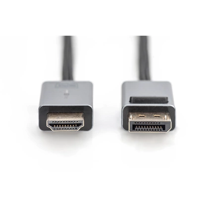 DIGITUS High Speed UHD 4K 3D 30Hz aranyozott 1.2 DisplayPort - HDMI type A kábel 1,8m