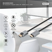 DIGITUS High Speed UHD 4K 3D 30Hz aranyozott 1.2 DisplayPort - HDMI type A kábel 1,8m