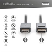DIGITUS High Speed UHD 4K 3D 30Hz aranyozott 1.2 DisplayPort - HDMI type A kábel 1,8m