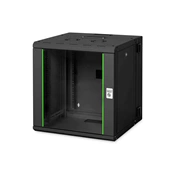 DIGITUS Rack Unique 19" 12U 643x600x600mm kétrészes üvegajtós fekete fali rack szekrény