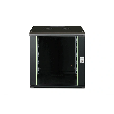 DIGITUS Rack Unique 19" 12U 643x600x600mm üvegajtós fekete fali rack szekrény