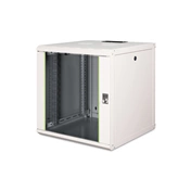 DIGITUS Rack Unique 19" 12U 643x600x600mm üvegajtós szürke fali rack szekrény