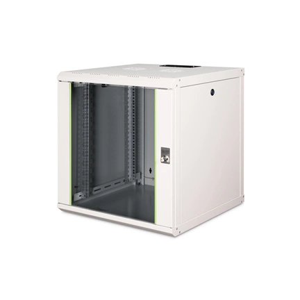 DIGITUS Rack Unique 19" 12U 643x600x600mm üvegajtós szürke fali rack szekrény