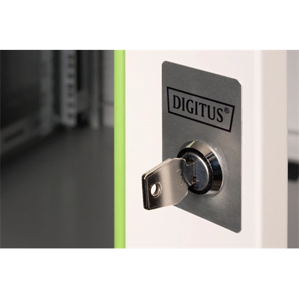 DIGITUS Rack Unique 19" 12U 643x600x600mm üvegajtós szürke fali rack szekrény