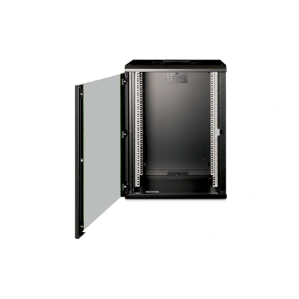 DIGITUS Rack Unique 19" 16U 820x600x450mm üvegajtós fekete fali rack szekrény