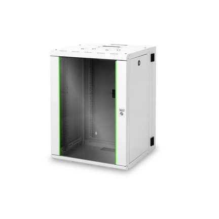 DIGITUS Rack Unique 19" 16U 820x600x600mm kétrészes üvegajtós szürke fali rack szekrény