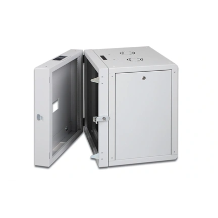 DIGITUS Rack Unique 19" 16U 820x600x600mm kétrészes üvegajtós szürke fali rack szekrény