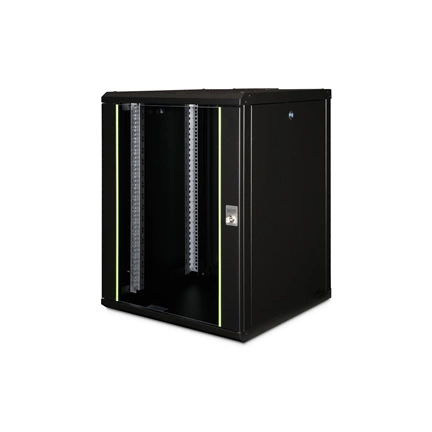 DIGITUS Rack Unique 19" 16U 820x600x600mm üvegajtós fekete fali rack szekrény