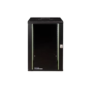 DIGITUS Rack Unique 19" 20U 998x600x450mm üvegajtós fekete fali rack szekrény
