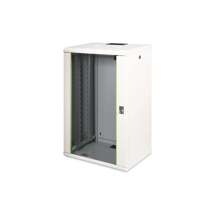 DIGITUS Rack Unique 19" 20U 998x600x450mm üvegajtós szürke fali rack szekrény