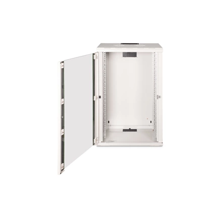 DIGITUS Rack Unique 19" 20U 998x600x450mm üvegajtós szürke fali rack szekrény