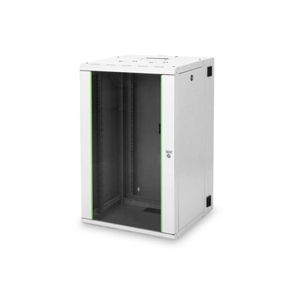 DIGITUS Rack Unique 19" 20U 998x600x600mm kétrészes üvegajtós szürke fali rack szekrény