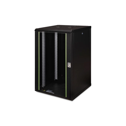 DIGITUS Rack Unique 19" 20U 998x600x600mm üvegajtós fekete fali rack szekrény
