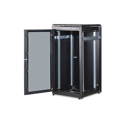 DIGITUS Rack Unique 19" 22U 1164x600x600mm üvegajtós fekete álló rack szekrény