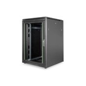 DIGITUS Rack Unique 19" 22U 1164x800x800mm üvegajtós fekete álló rack szekrény