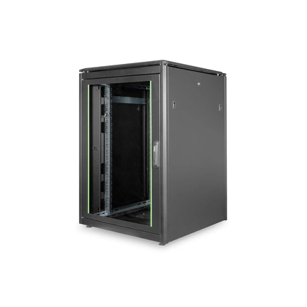 DIGITUS Rack Unique 19" 22U 1164x800x800mm üvegajtós fekete álló rack szekrény